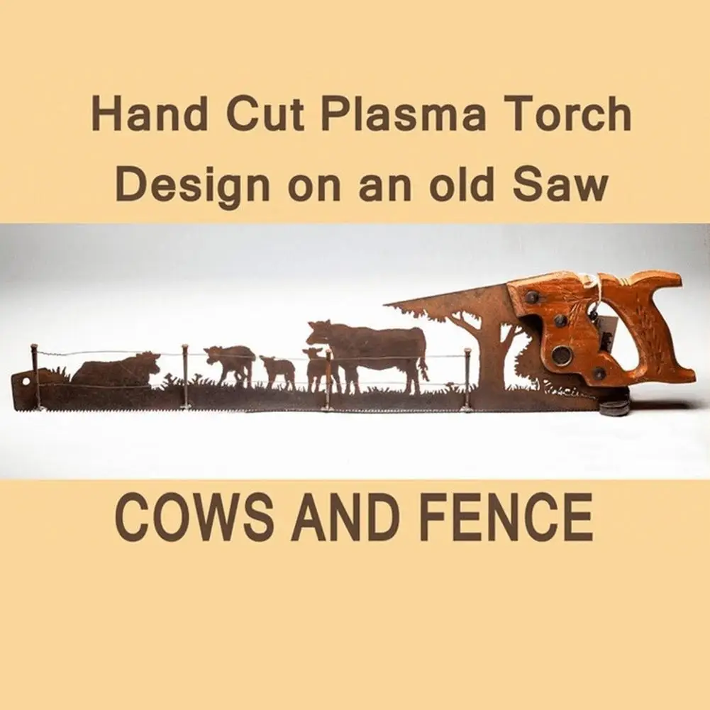 

Creavite Metal Hand Cut Plasma Torch Design On An Old Home Gift For Father And Decor Inch Fence Saw 12 Cows Y7H4
