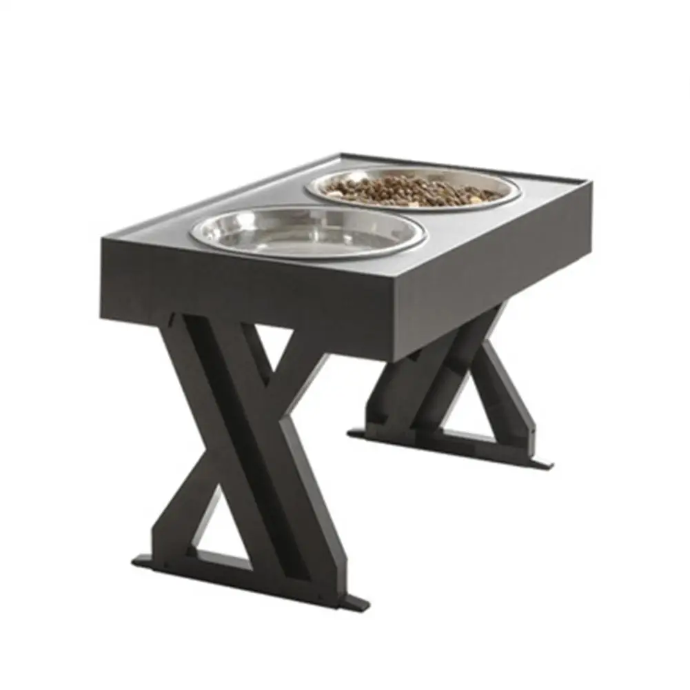 

2 In 1 Feeding Bowl Stainless Steel Anti-overturning High-footed Pet Bowl