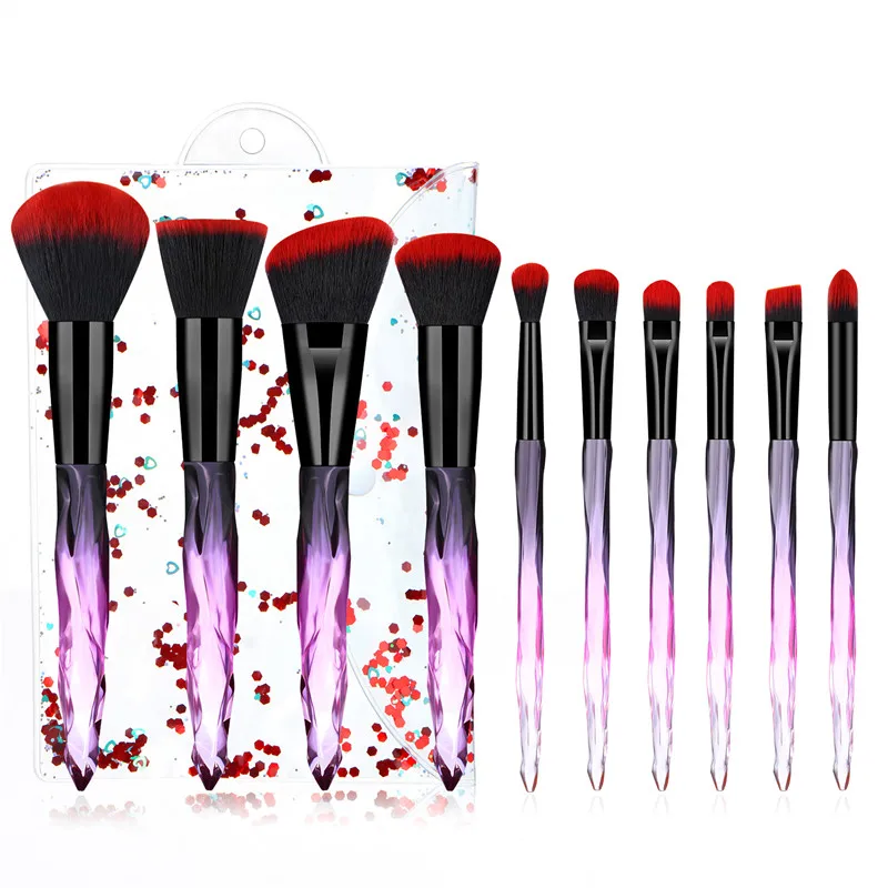 10pcs brush003 Massaller 10 шт. мягкие синтетические волосы кристалл ручка кисти тени для век подводка для глаз пудра Контур Смешивание Макияж Кисти Набор - Handle Color: 10pcs brush003
