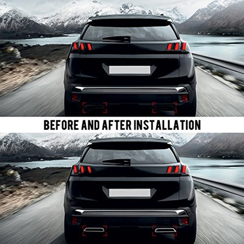 Для Peugeot 3008 5008 Allure 2017 - 2019 задняя крышка выхлопной трубы ABS выхлопного глушителя