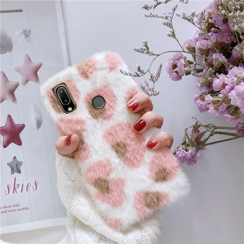 

Fluffy Rabbit cute Silicone Phone Case For huawei P20 Lite Y7 Y9 2019 9A Honor 10 lite 9X 8X 7A Coque Cover honor view 20 30 Pro