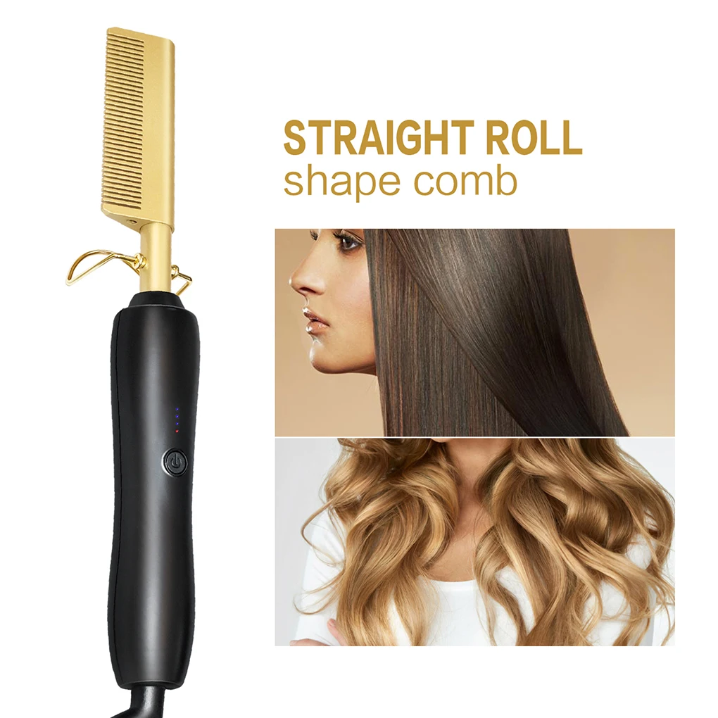 

Hair Straightener Brush Electric Heating Temperature Adjustable Styling Curler Styler Manual DIY Straightening Curling Household