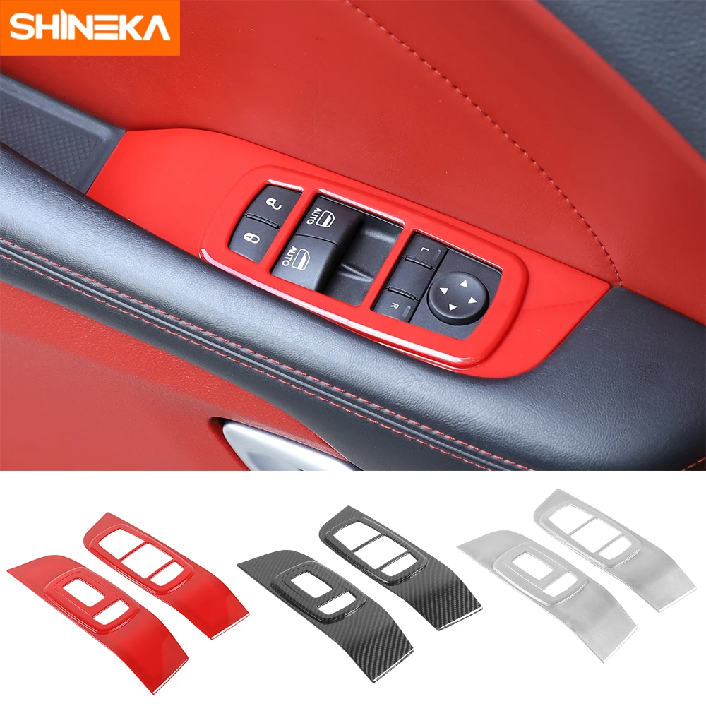 

Interior Mouldings For Dodge Challenger Car Window Control Panel Glass Lift Switch Trim Cover Sticker For Dodge Challenger 2015+