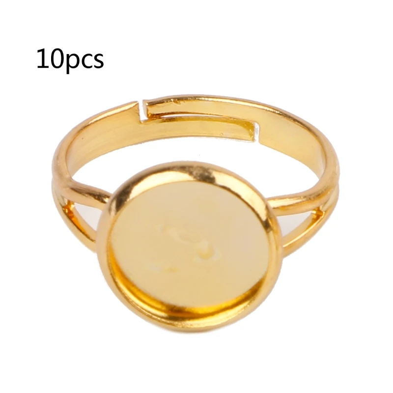 

10PCS DIY Ring Blanks with Bezel fit for 10 12mm Glass Cabochon Jewelry Making