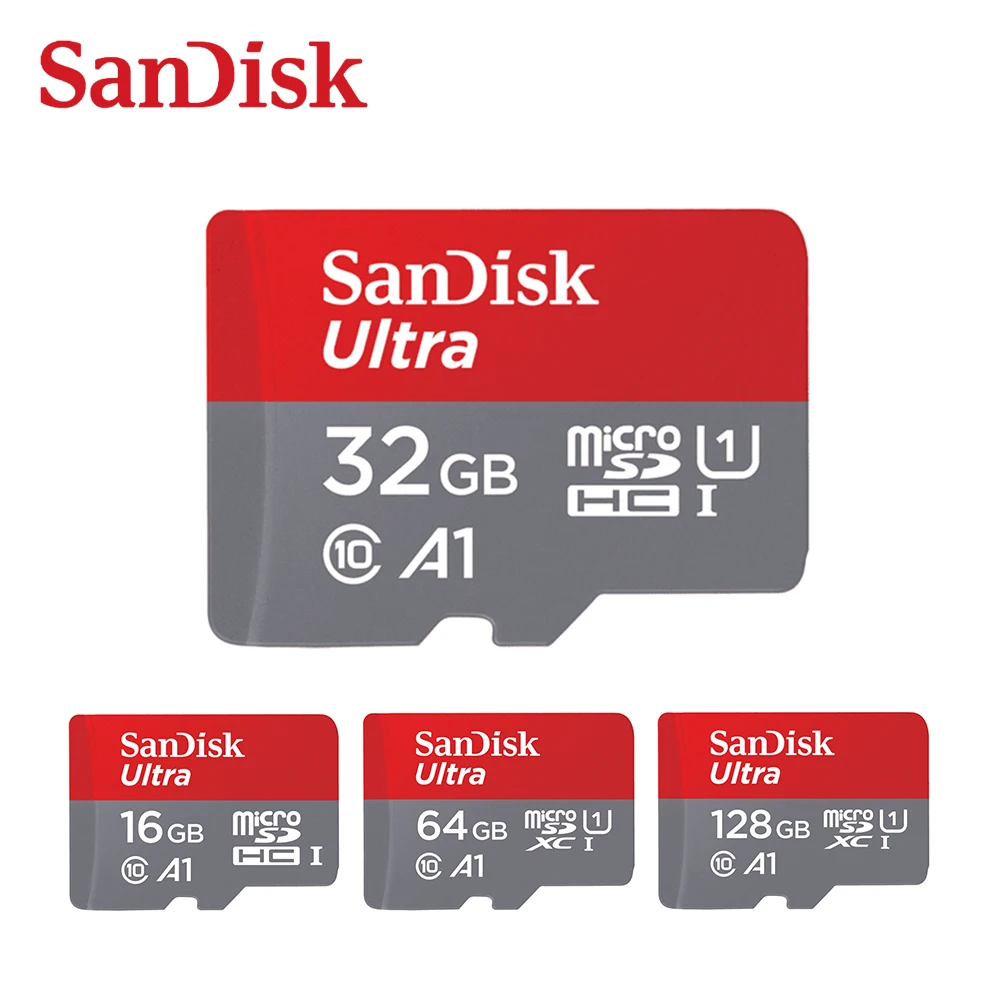 Карта памяти Sandisk Micro SD A1 Ultra C10 100 МБ/с. 16 ГБ 32 64 128 UHS 1 флэш накопитель для