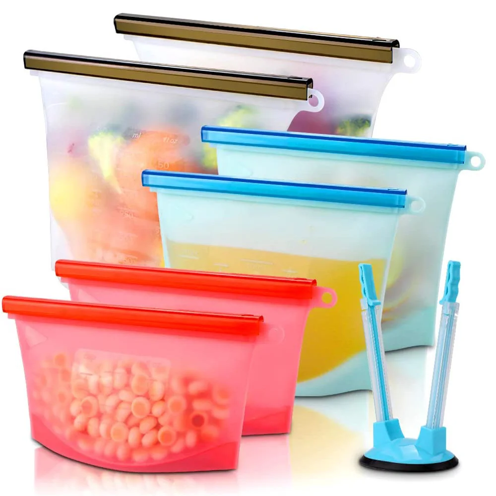 Многоразовые силиконовые сумки для хранения продуктов кухни BPA бесплатные