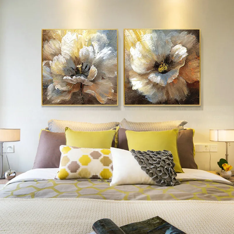 Kopen 2 Stuks Gold Leaf Abstracte Canvas Schilderij Wall Art Pictures Voor Woonkamer Thuis Wall Decor Originele Dikke Textuur Decoratie