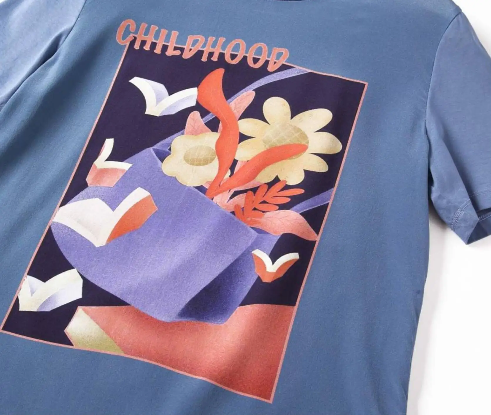 

Women 100% REAL SILK Print T Shirt Short Sleeved Casual O neck Shirts 2020 Spring Summer Tops 205E