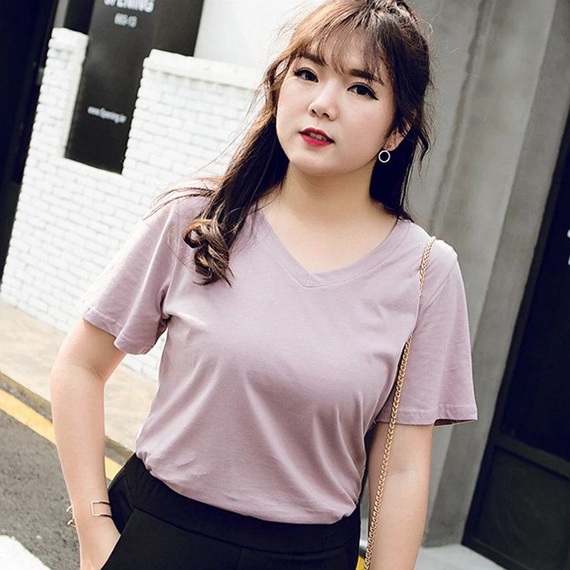 

Cotton Oversized T-shirt Women 2021 Large Big Plus Size T Shirt White Black Red Pink Green Brown Summer Woman Clothing 4xl 5xl