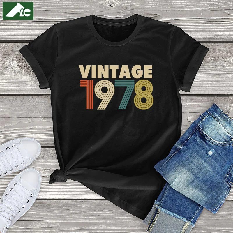 

Funny 1978 Vintage Graphic T Shirts for Women Unisex Short Sleeve Tees Kawaii Clothes Harajuku Girl Tops Oversized Woman TShirts