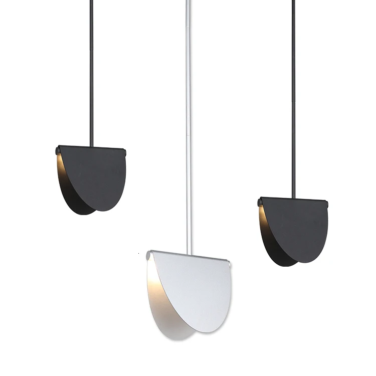 Подвесной светильник современный простой дизайн черный серебристый железный
