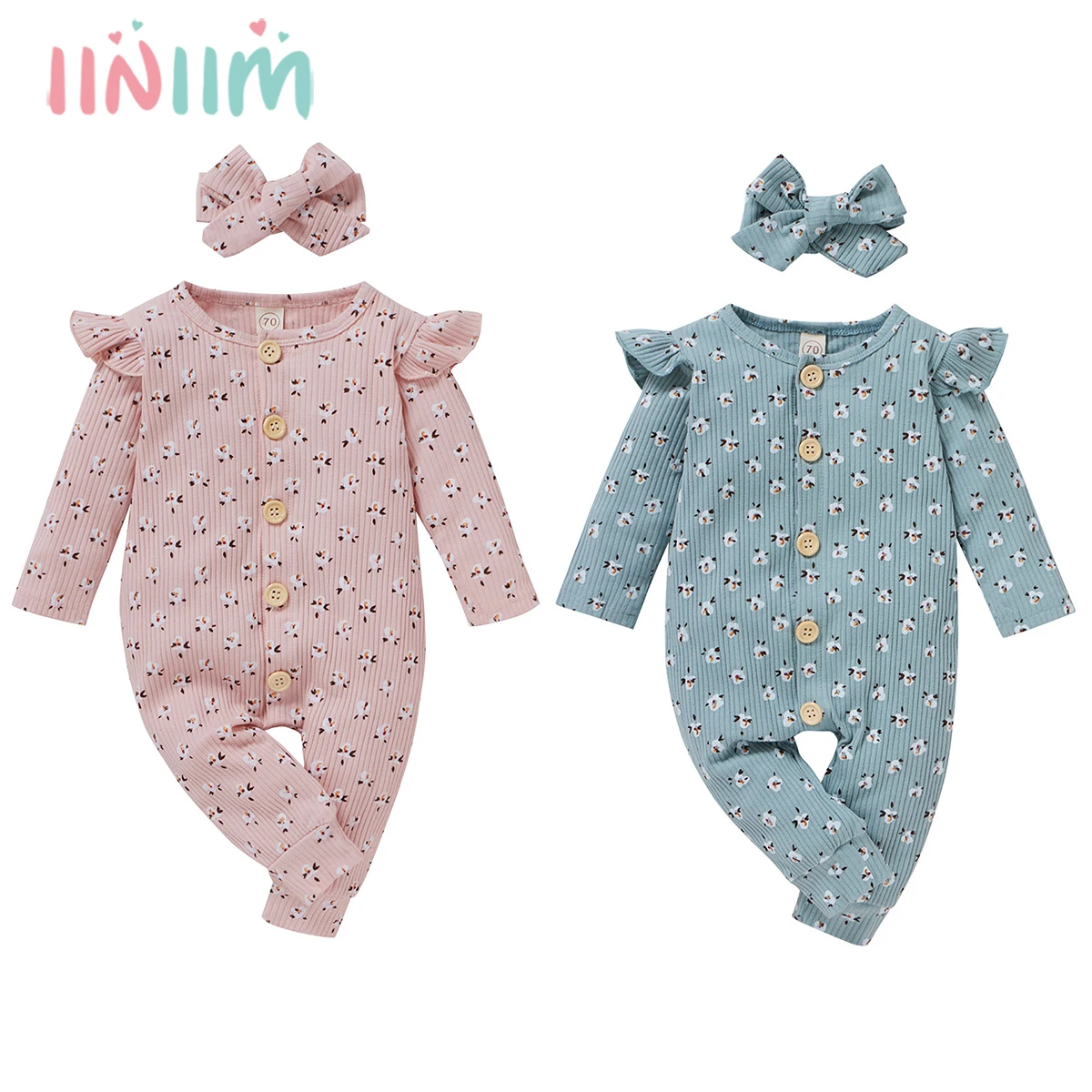 

Хлопковый трикотажный комбинезон в рубчик, с длинным рукавом, на Возраст 3-18 месяцев