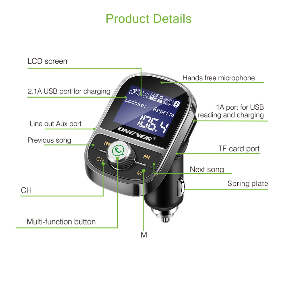 TIOODRE HY29 Bluetooth fm-передатчик Автомобильный mp3 плеер 3.1A USB зарядное устройство