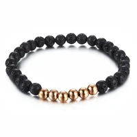 fashion stainless steel round black beads bracelets jewelry for women