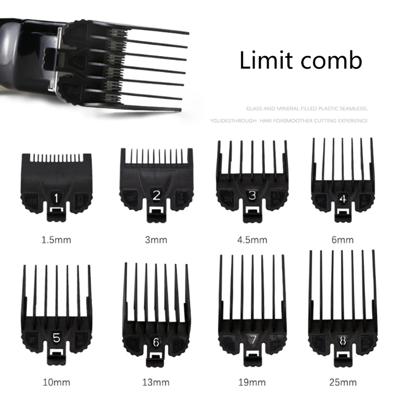 

8pcs/set Oil Head Electric Clippers Caliper Limit Comb Hair Clipper Tooth Guides Combs with Storage Box Cutting Tool