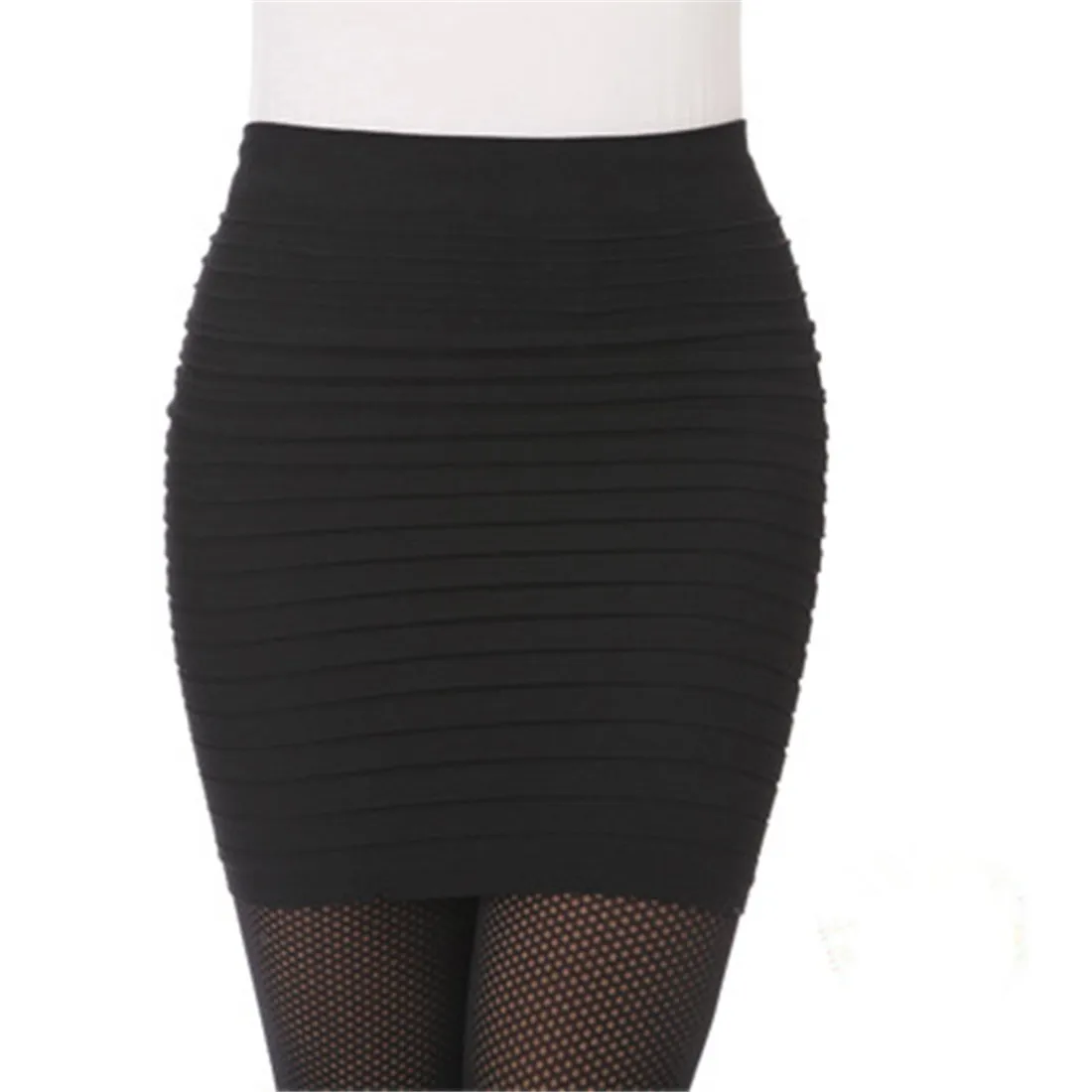 

Summer Women Skirt High Waist Pleated Skirt Candy Color Knitted Elastic Mini Skirt Sexy Office Lady Short Skirts Black red