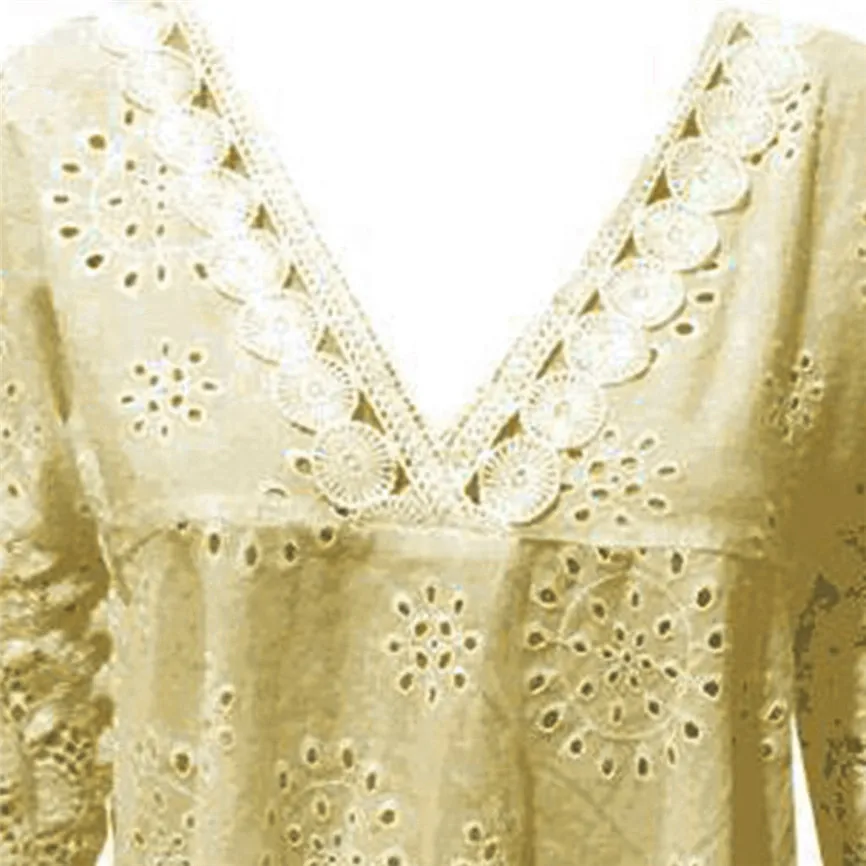 Blusas Mujer de Moda 2019 Women Half Sleeve Cotton Linen Hollow Out Lace Patchwork T-Shirt Blouse Tops Work Office | Женская одежда