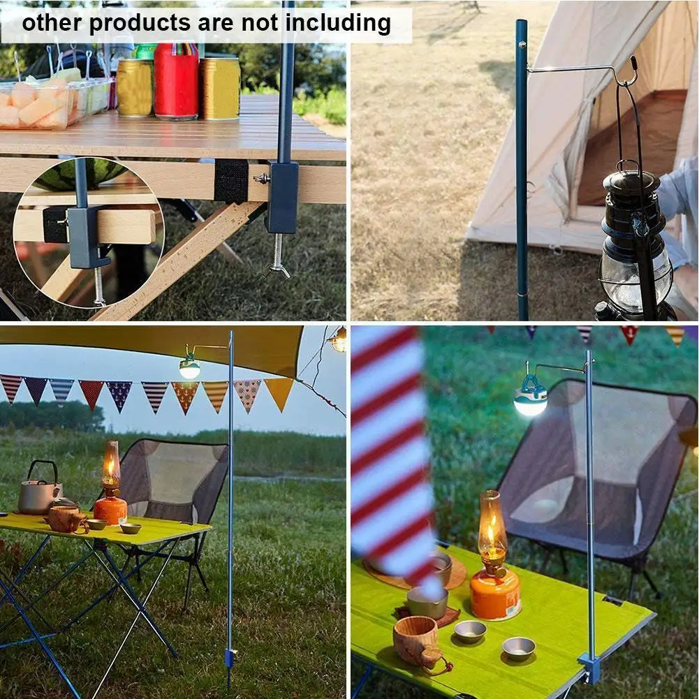 

Принадлежности для кемпинга и кемпинга, стойка из алюминиевого сплава с крючком, стойка для рабочего стола, двойной светильник, складная по...