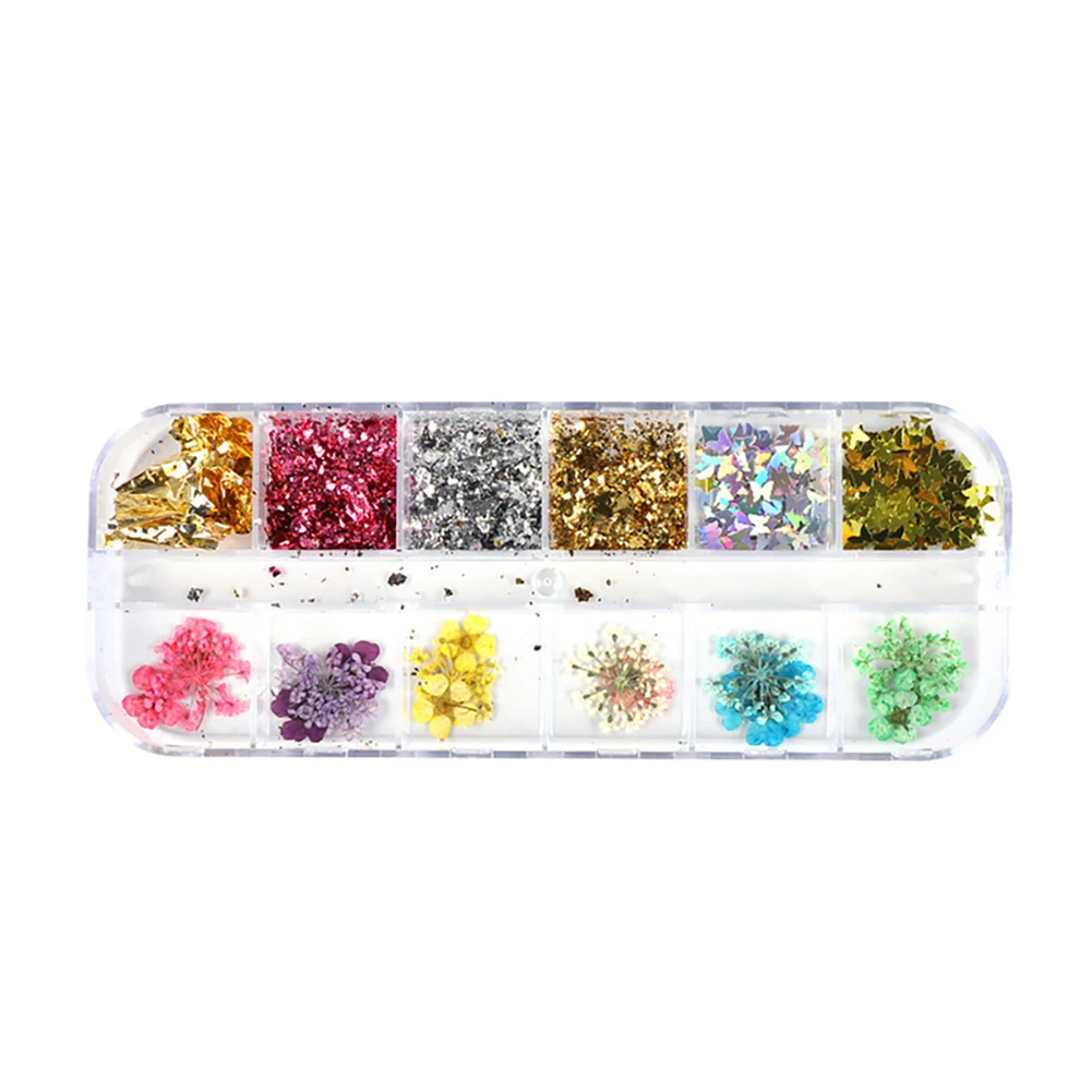 

3D Nail Art Dry Flowers DIY Nail Art Mixed Sequins Decoration Rhinestone