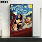 Забавное Искусство Ван Гога и Мона Лиза постеры для вождения абстрактная картина маслом на холсте настенные картины Домашний декор для стен