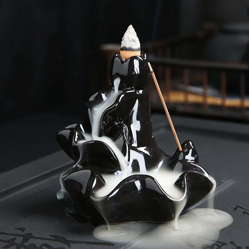 

Wish Gift Burner Reative Backflow Stick Incense Burner Ceramic Glazed Censer Tea Room Home Decoration