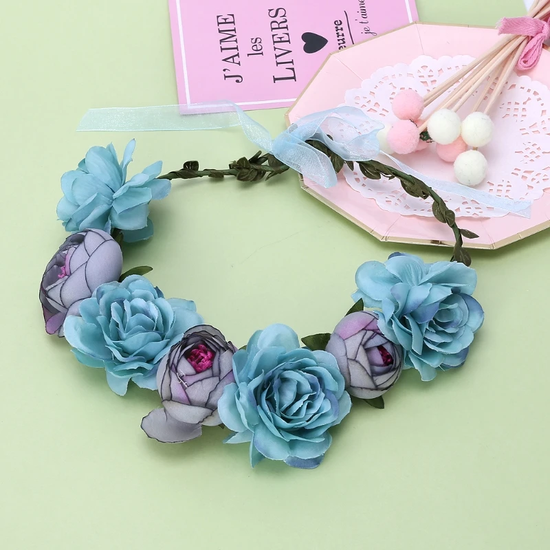 

Women Flower Wreath Crown Floral Wedding Garland Headband Bridal Hair Accessory