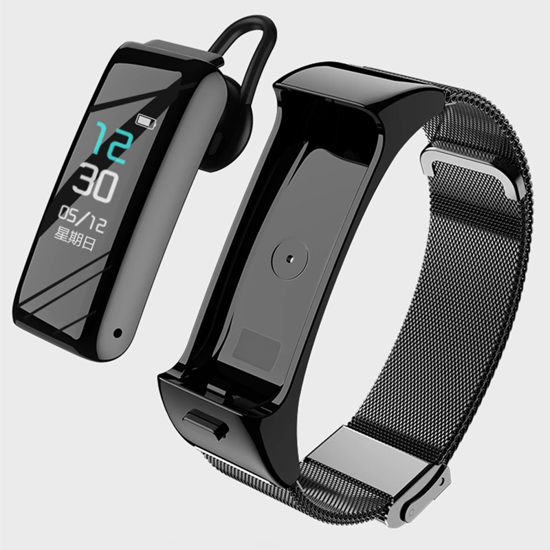 IMice B6, 0,96 дюймов, беспроводные наушники, Bluetooth гарнитура, 2 в 1, вызов, прослушивание музыки, счетчик шагов, спортивные Смарт-часы для мужчин и женщин