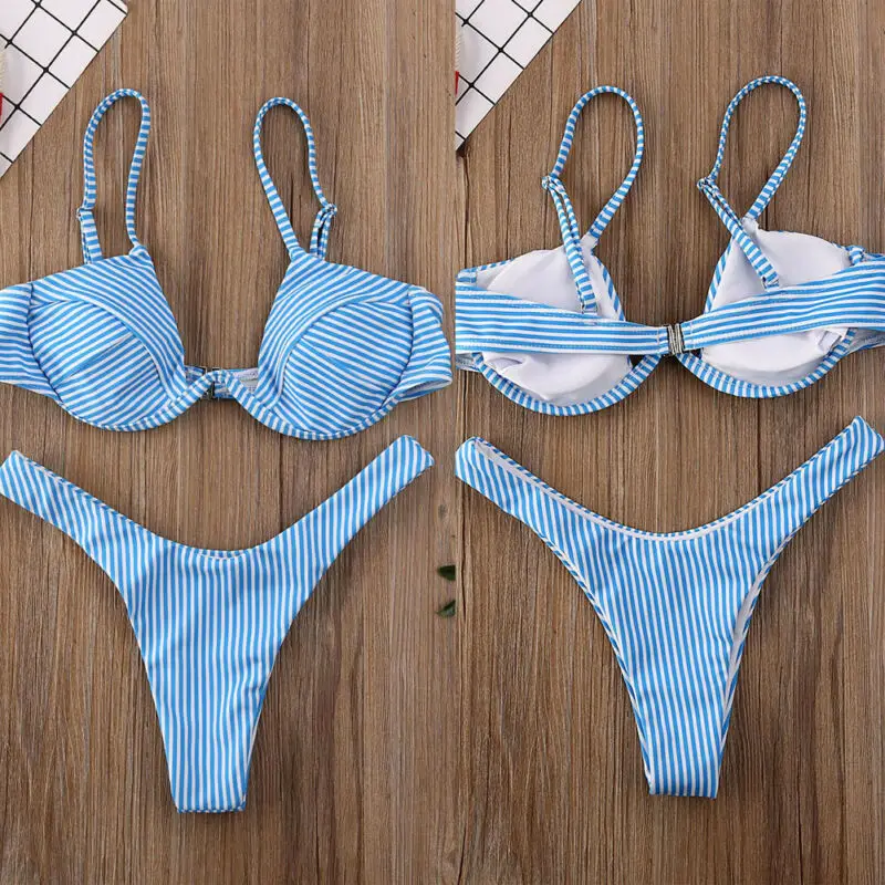 

2PCS Womens Padded Push-up Bra Bikini Swimsuit Bathing Swimwear Beachwear Summer