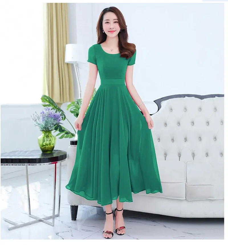 Женское модное длинное шифоновое платье повседневное летнее праздничное