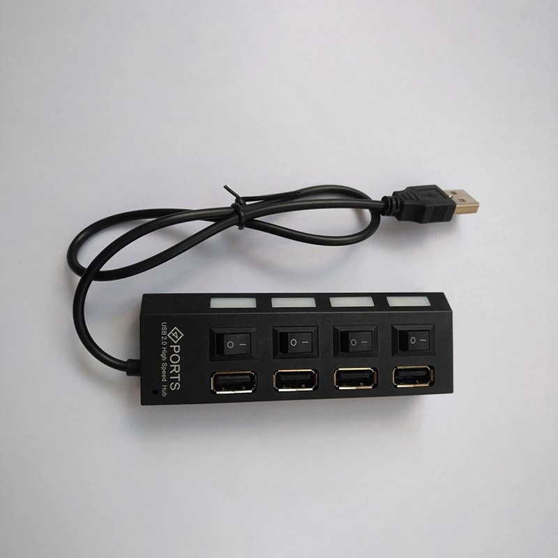 Черный 4 Порты и разъёмы Micro usb-хаб 2,0 USB высокоскоростной разветвитель 480 Мбит/с USB 2,0 концентратор светодиодный с переключателем для планшета - Цвет: Черный