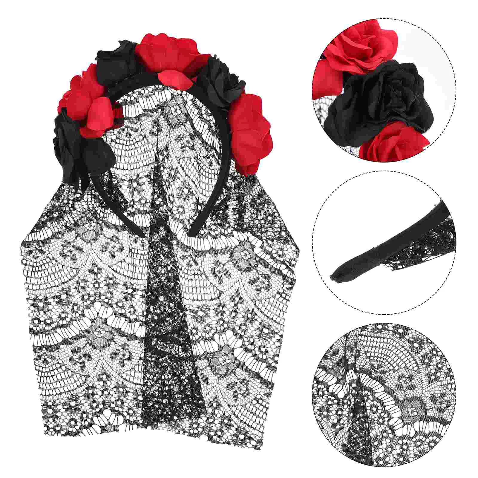 

Головной убор 2 шт., цветок розы, кружевная вуаль, повязка на голову, аксессуары для волос для вечеринки