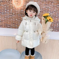 winter fashion warm cotton padded child long coat thick baby girls shiny jackets kids outfits children outerwear 1 8 years old