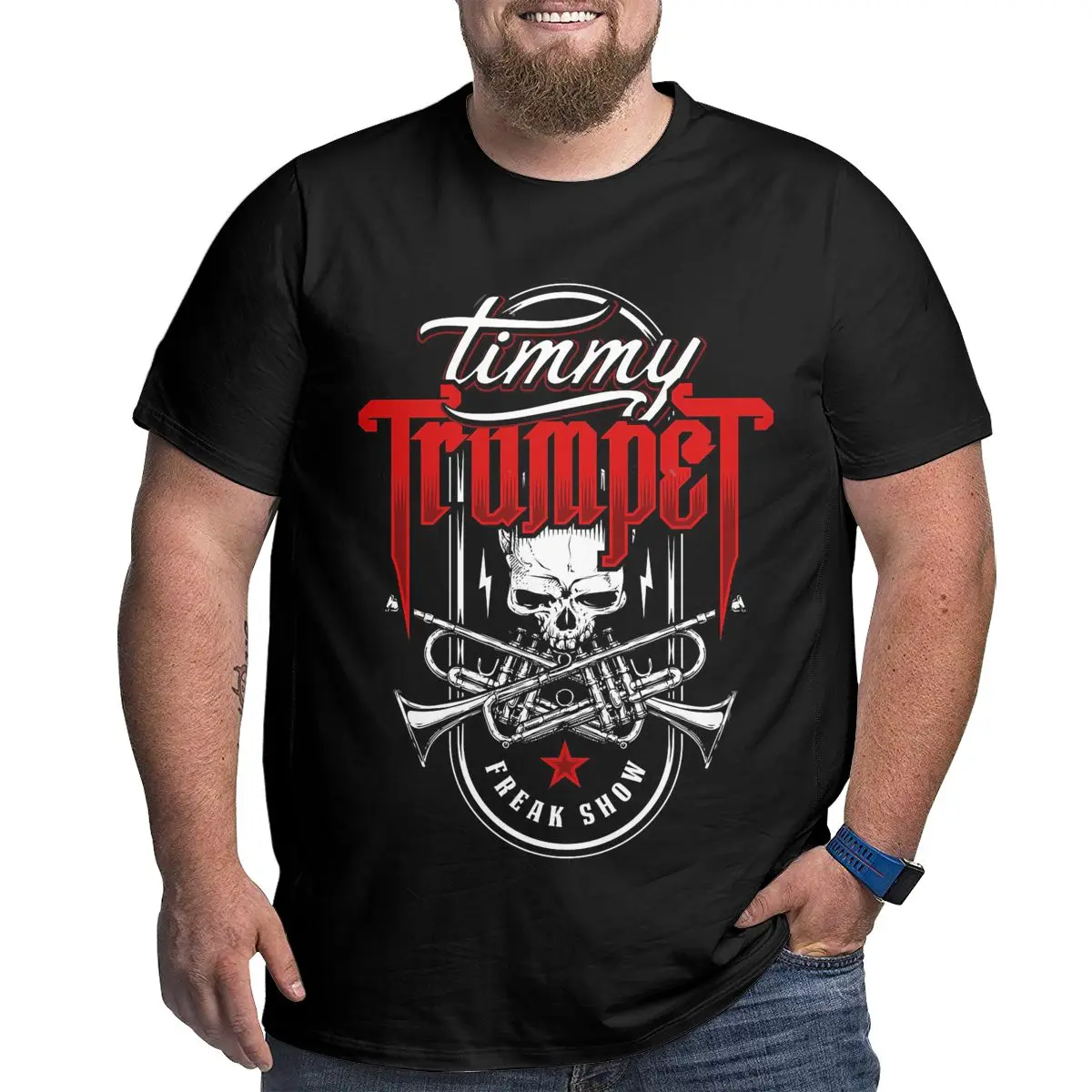 

Timmy Freak Show Badge Fashion 100% Cotton Big Tall Tees Short Sleeve T Shirts Crew Neck Clothes Oversized 4XL 5XL 6XL