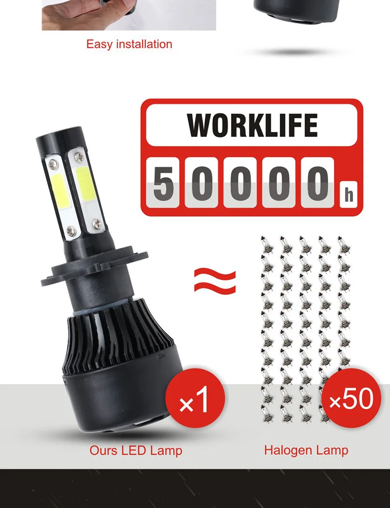 TF30 4 стороны люмен COB 100 Вт 10000lm H4 Hi короче спереди и длиннее сзади) H7 H11 9005 9006 Автомобильный светодиодный головной светильник лампы авто светодиодный налобный фонарь светодиодный C6 светильник 12v 24v
