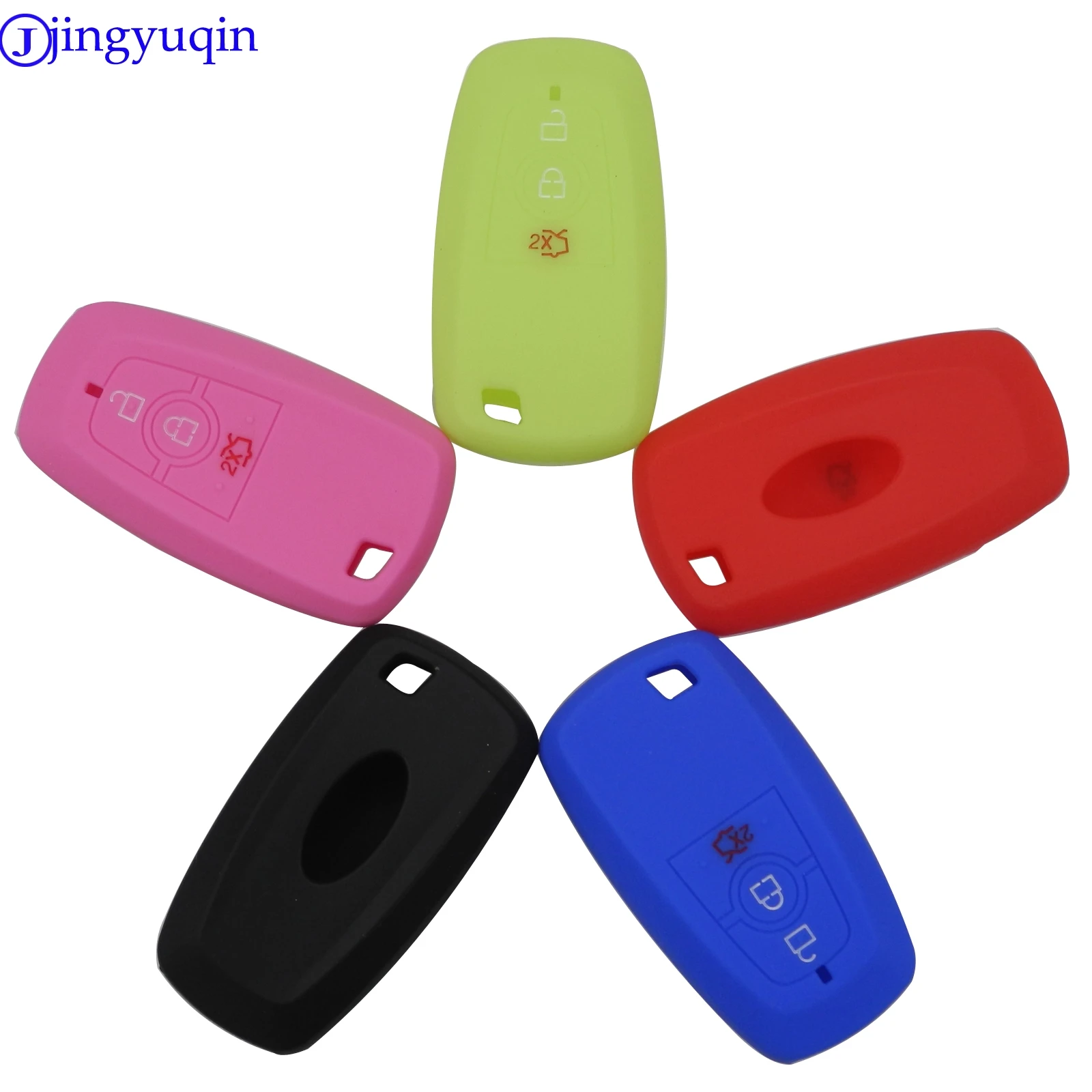 

jingyuqin 10pcs 2 Button Silicone Car Remote Key Fob Shell Cover Case For Ford EcoSport 2018- Skin Holder Protector