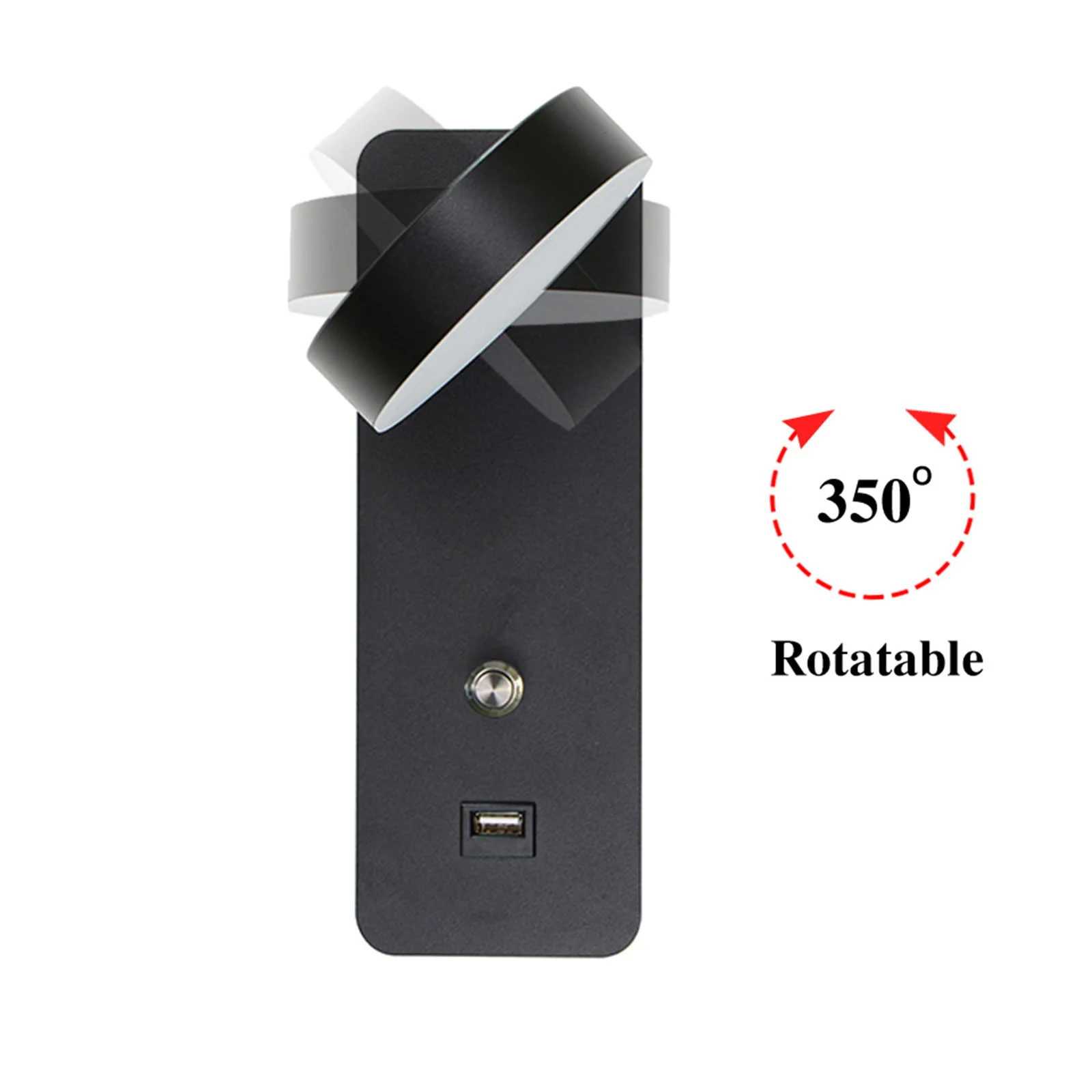 

3 Color Wall Lights LED Wall Lamp Bedroom Bedside Lamp Rotary USB Wall Light Modern Minimalist Wall Decoration PAK55