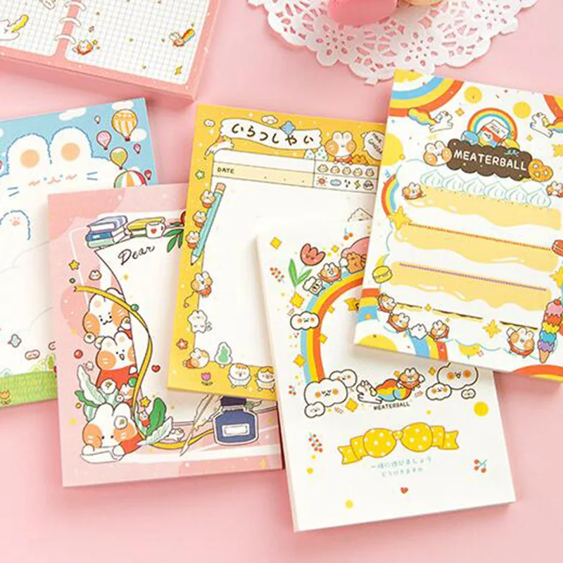 Japanese Kawaii Cat Memo Pads Kids Cartoon Kitty Notepad for School Study | Канцтовары для офиса и дома