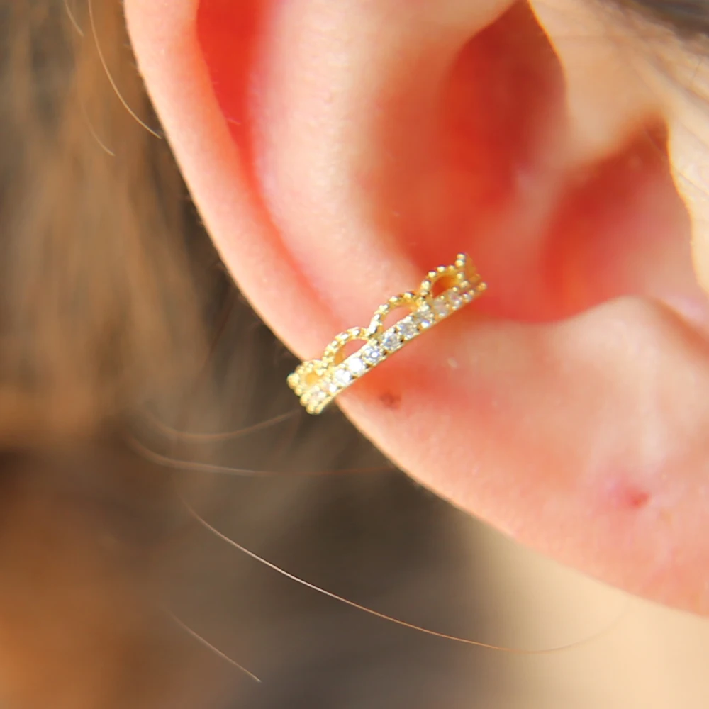 1 шт. золотой цвет проложить чистый фианит 100% Стерлинговое Серебро 925 пробы клипса