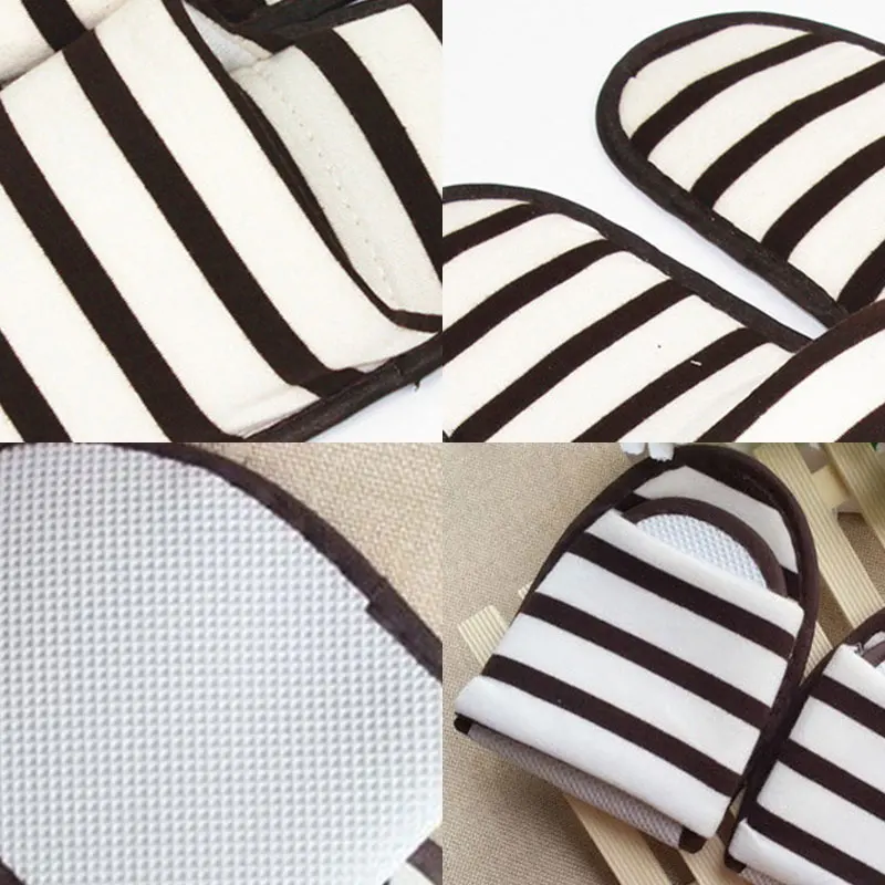 Striped Portable Folding Women Slippers Travel Non-slip Hotel Non-disposable Fashion Men High Quality | Обувь