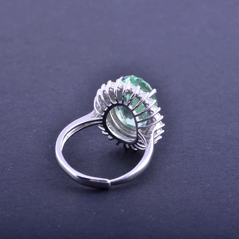 Женское кольцо из серебра 925 пробы CSJ элегантное овальное вогнутое с зеленым
