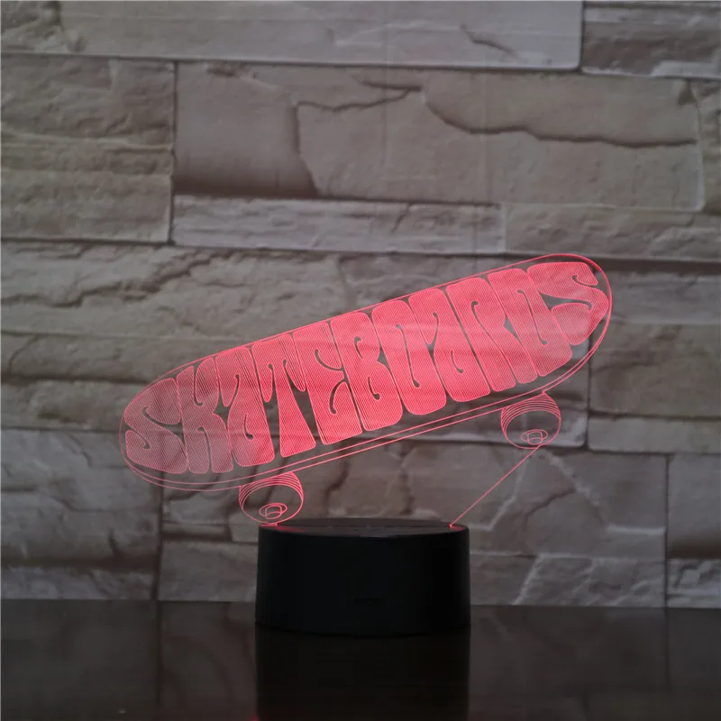 Фото 3D светодиодный, Спортивная Настольная лампа для скейтборда, USB-ночник, 7 цветов, изменение спальни, украшение для дома, скейтборд, детские под... №3
