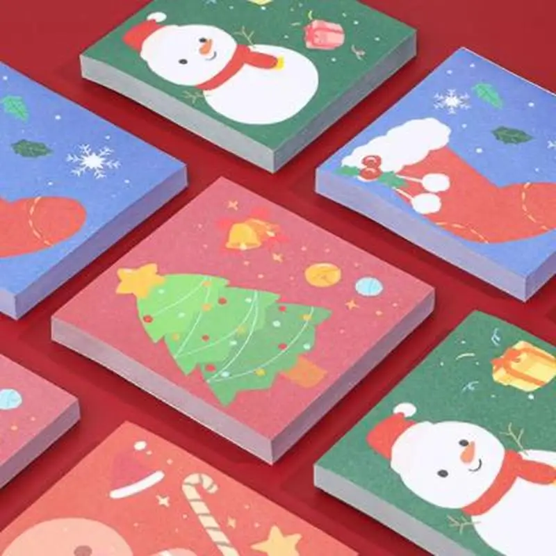 

50 Pages Cartoons Christmas Memo Pad Cute Kawaii Sticky Notes Stationery Message Sticker Planner Notepads Office School Supplies