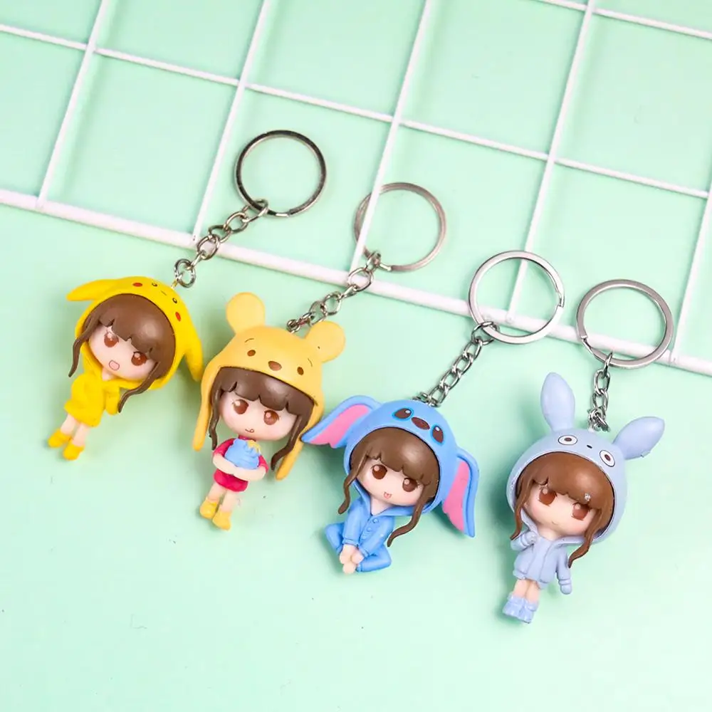 

Cartoon Cute Keychains Accessories Character Cute Girl Key Chains Couple's Bag Pendant Creative Car Pendant Key Rings