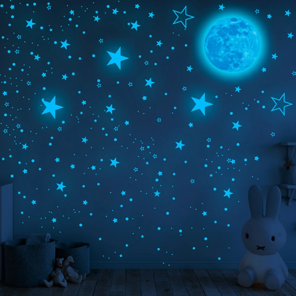 

1049pcs Luminous Stickers Glow in The Dark Starry Sky Wall Decals Fluorescent Glow Moon Star Dot Wall Ceiling Sticker Decoration