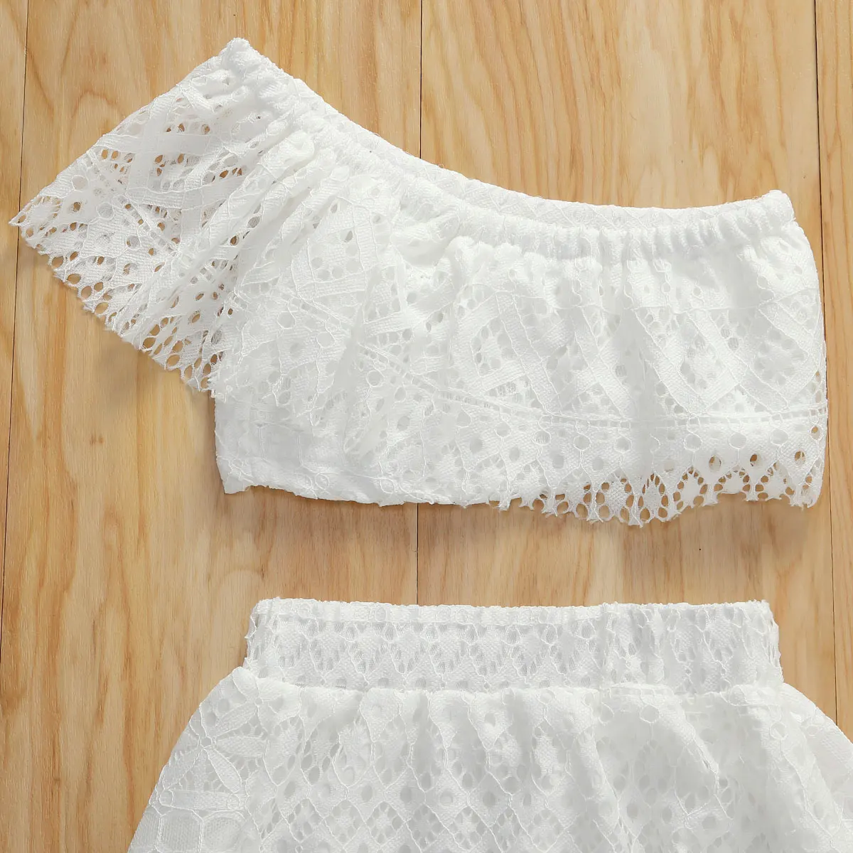 1-6 Infant Kids Baby Girls Boho Clothes Sets Lace Flowers Off Shoulder Tops+Ruffles Skirts Outfit Summer | Мать и ребенок