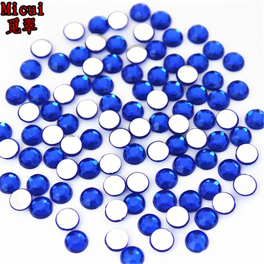 Sapphire blue Micui круглые акриловые Стразы без горячей фиксации с плоской задней стороной, Кристальные AB 3D Стразы для нейл-арта, украшения для одежды MC258 - Цвет: Sapphire blue