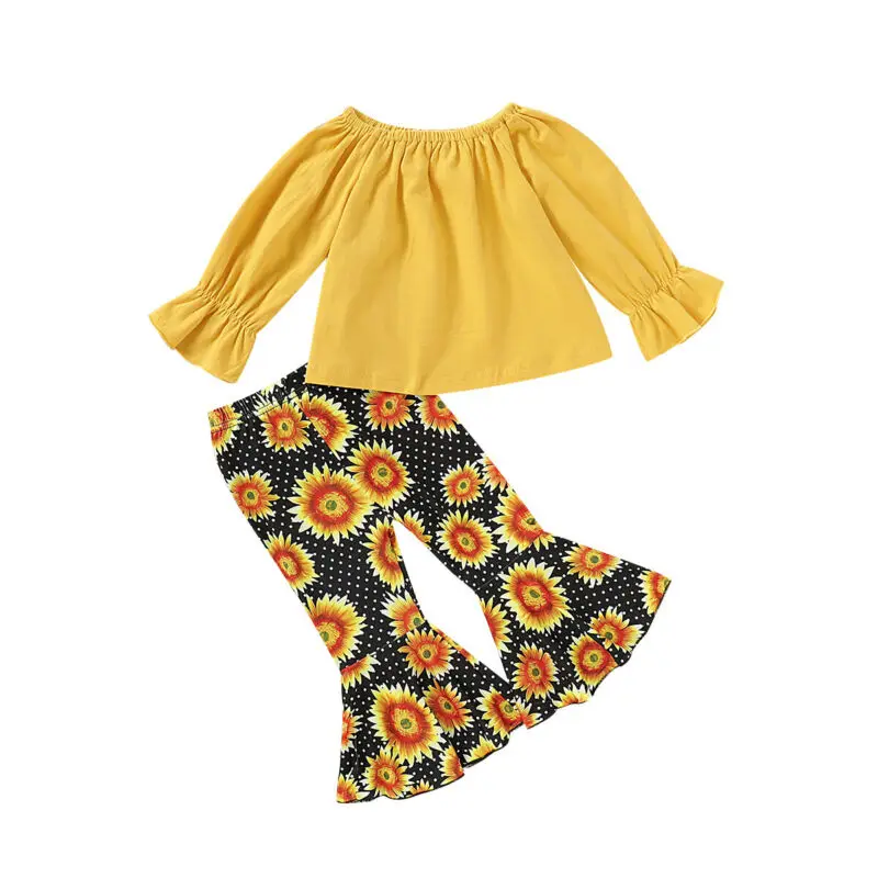 Комплект одежды для новорожденных футболка с длинным рукавом топ цветочным