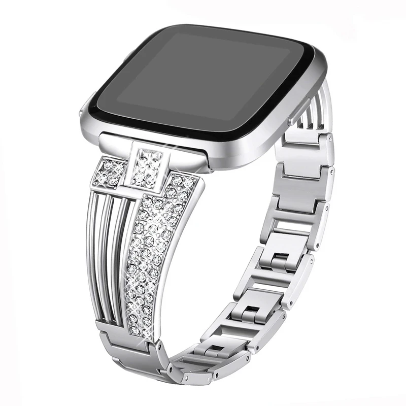

Stainless Steel Watch Band Strap for Fitbit Versa/Versa Lite Women Diamond Replacement Wristband for Fitbit Versa Smart Watch