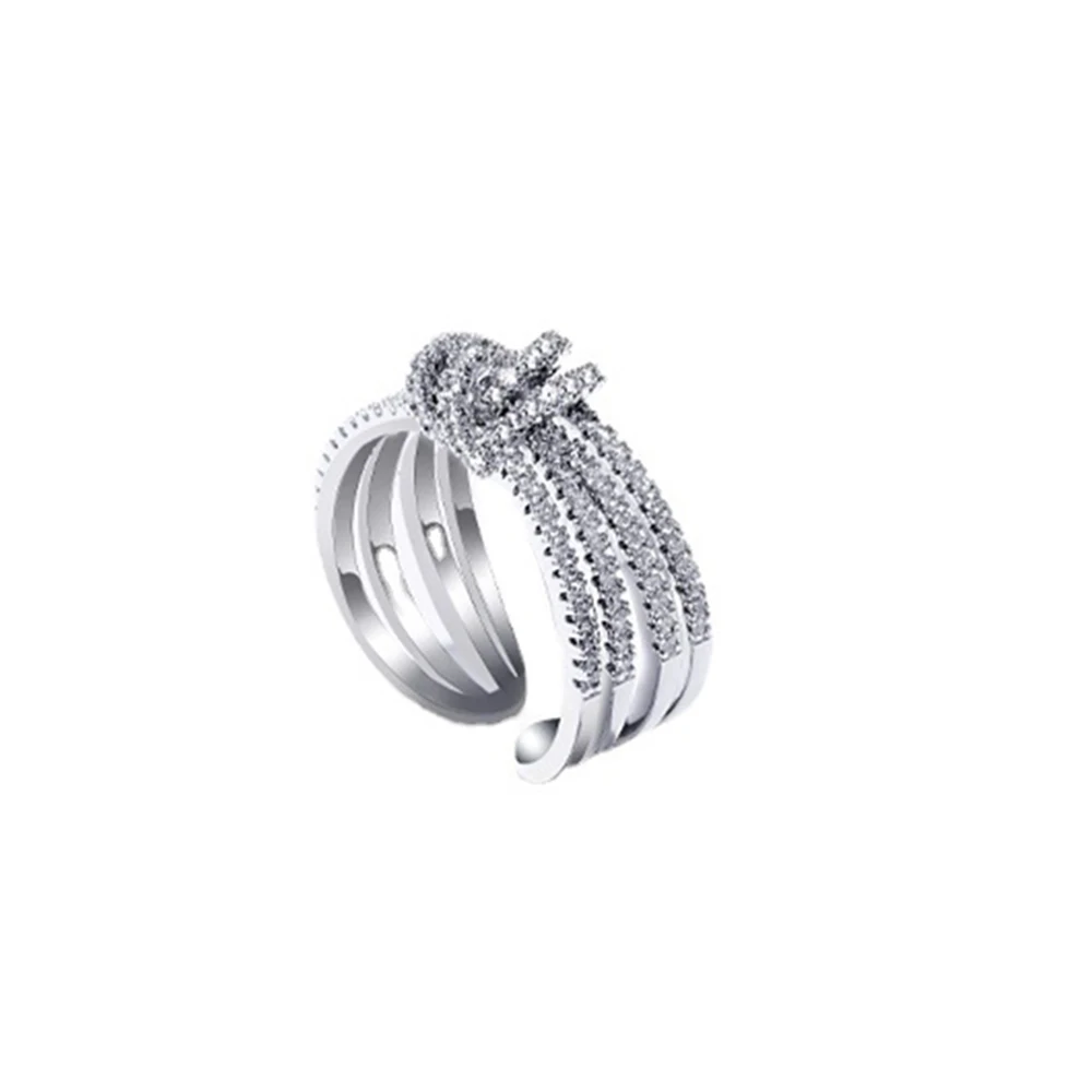 

Personality creative design knotted light luxury micro-inlaid multilayer opening adjustable ins style fashion ladies ring