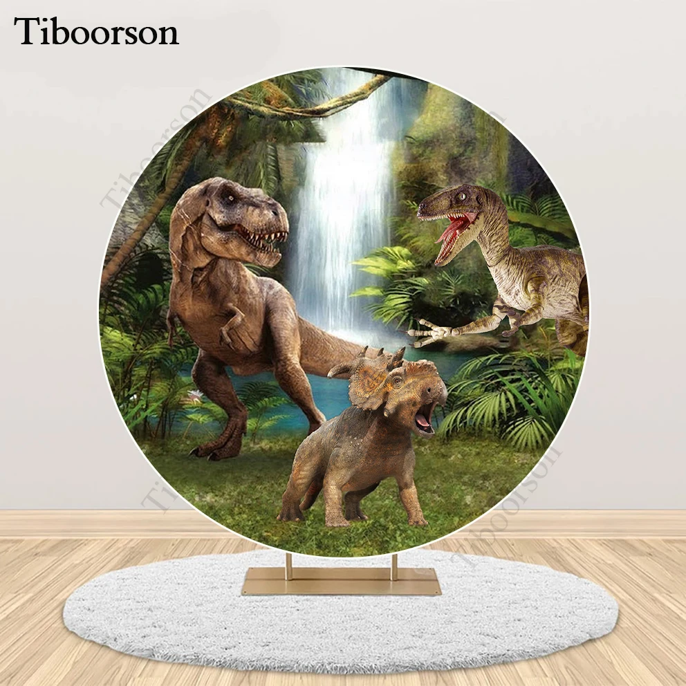 

Round circle background backdrop Jungle dinosaur baby shower birthday photo party Decorations candy table vinyl banner Covers